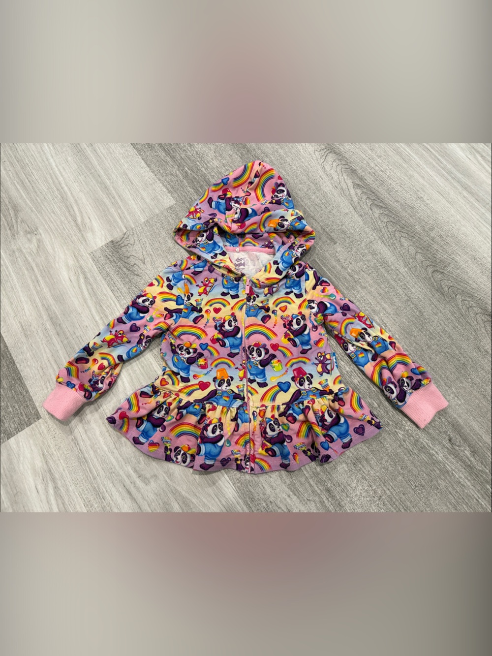 Posh Peanut Lisa Frank Pink Rainbow Panda Hooded Jacket